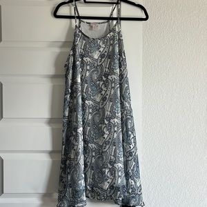Pixley Blue and White Paisley A-line Racerback Swing Dress